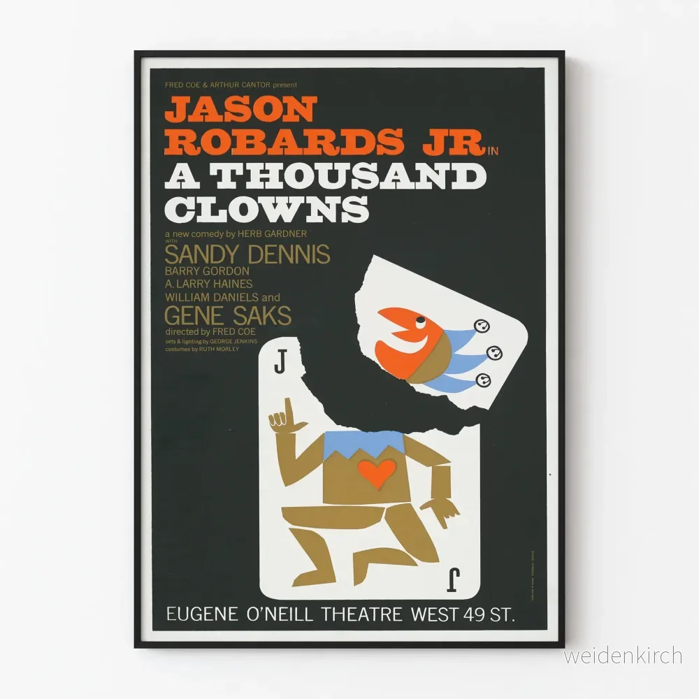 Vintageposter A Thousand Clowns - Modern teaterväggdekoration