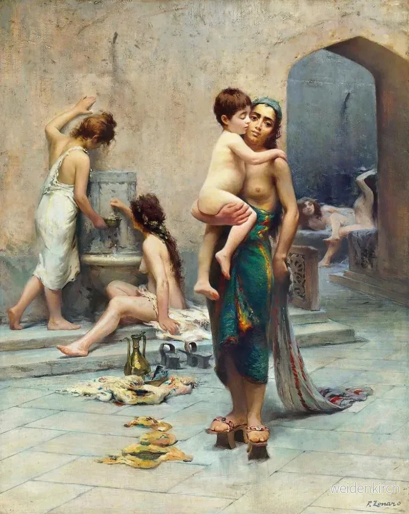 Målning Hamam, badet - Fausto Zonaro - Bild 2