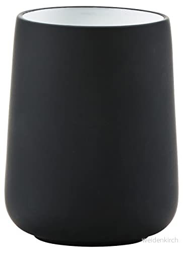 Zone Denmark Nova tandborstmugg, tandborstmugg i porslin med soft touch beläggning, diameter 8 cm, höjd 10 svart 5708760574735