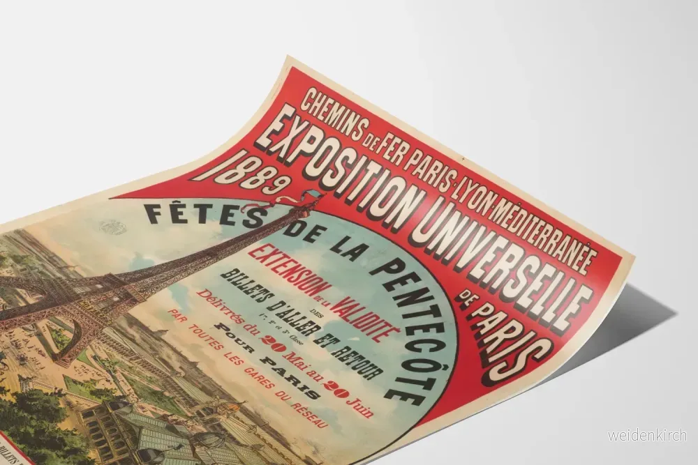 Vintageposter för Paris-Lyon-Méditerranée järnvägarna, världsutställningen 1889 - Bild 3