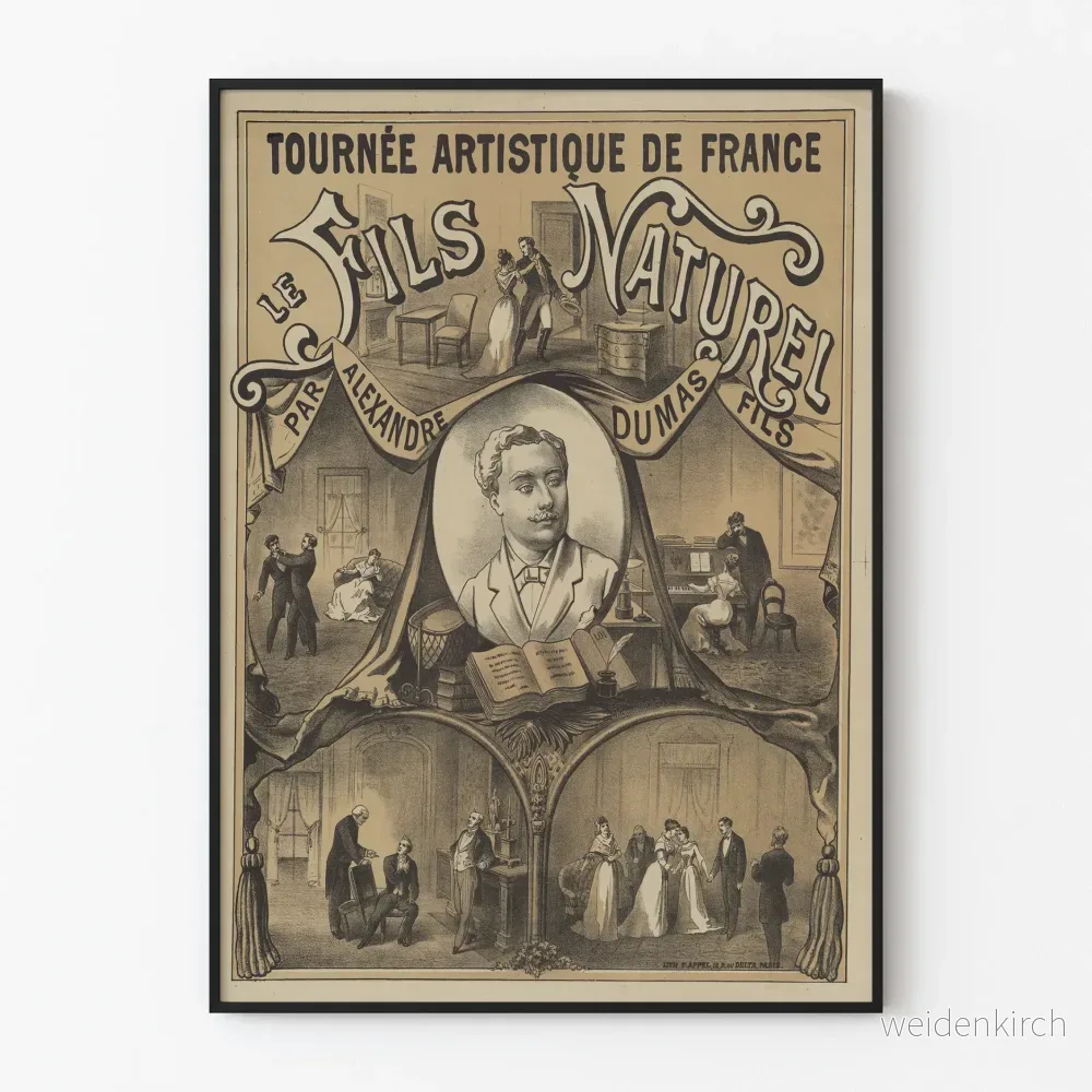 Vintageposter Tournée Artistique Le Fils Naturel d'Alexandre Dumas Fils