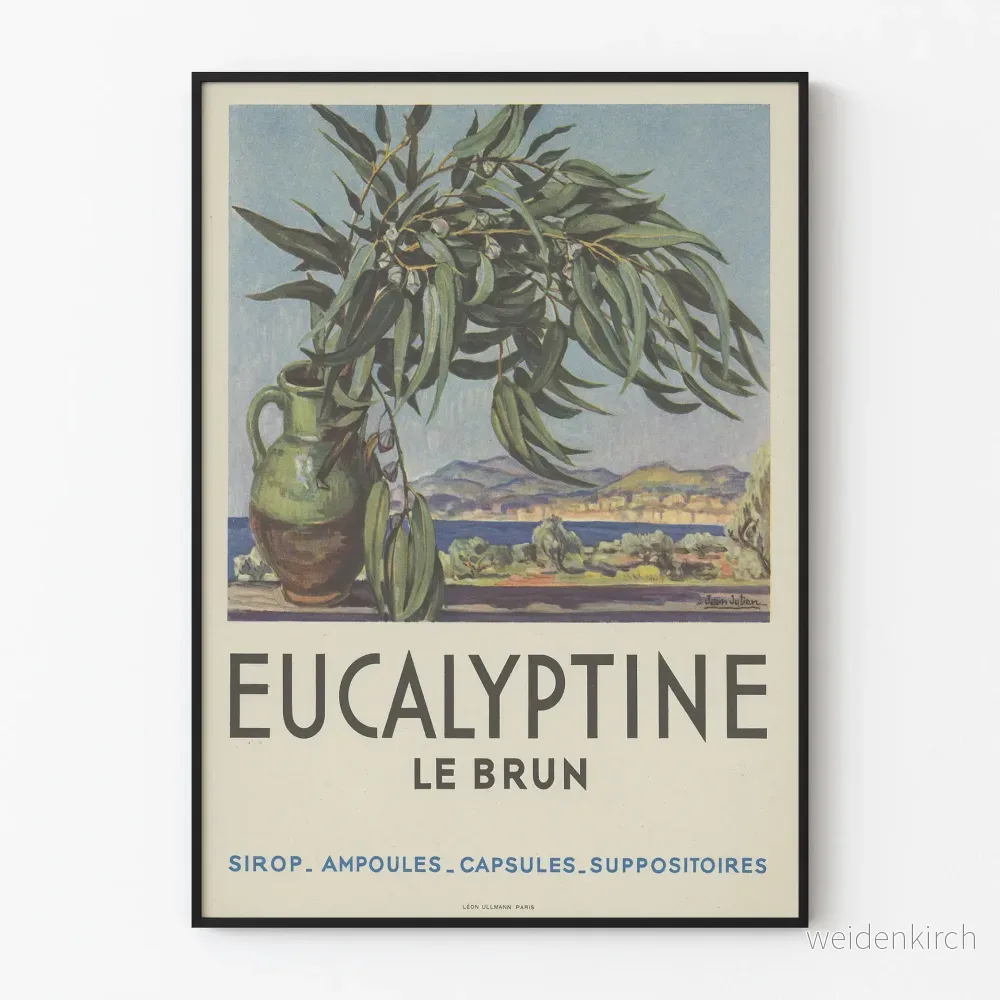 Vintageposter Eucalyptine Le Brun botanisk väggdekoration Vintageposter Eucalyptine Le Brun botanisk väggdekoration