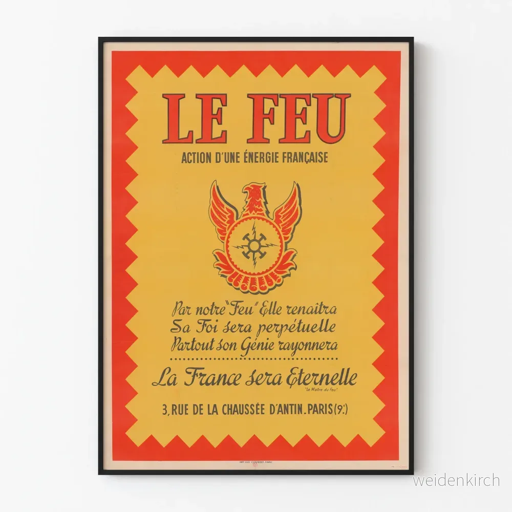 Vintageposter Le Feu – Fransk energiväggdekoration