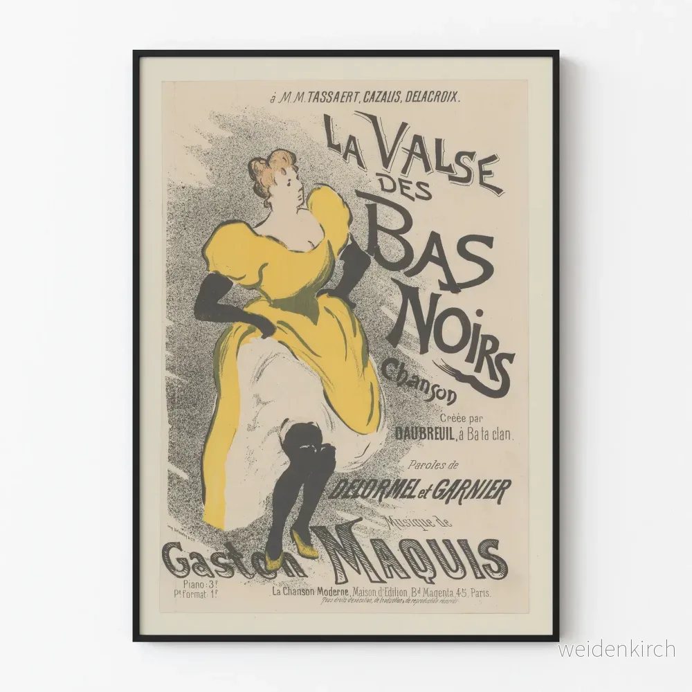 Vintageposter La Valse des Bas Noirs i gult och svart