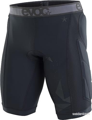 EVOC CRASH PANTS BIKE, cykelbyxor (höftskydd, ELASTIC INTERFACE sittdyna, återvunnen Mipan nylon, inkl. lukthämmande teknik, maskintvättbara, storlek: M), svart. 4250450731283