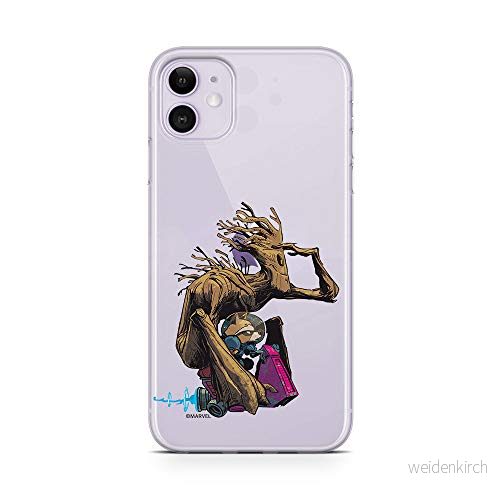 ERT GROUP mobiltelefonfodral för Apple Iphone 11 originalt och officiellt licensierat Marvel mönster Guardians of the Galaxy 004 Vit anpassad till formen på mobiltelefonen, med glitter overflow effekt 5903537002095