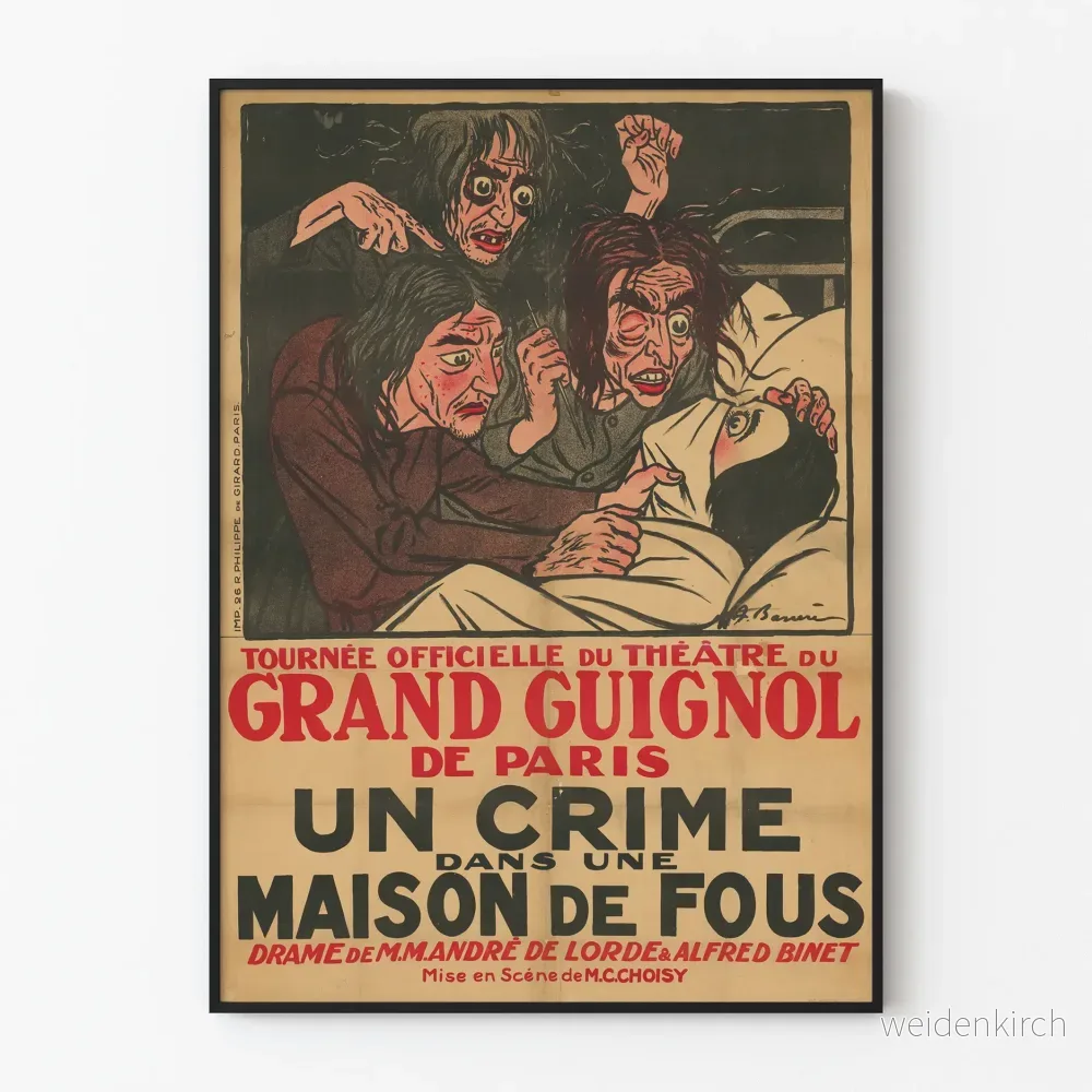 Vintageaffisch för Grand Guignol-teatern - Ett brott i ett galet hus