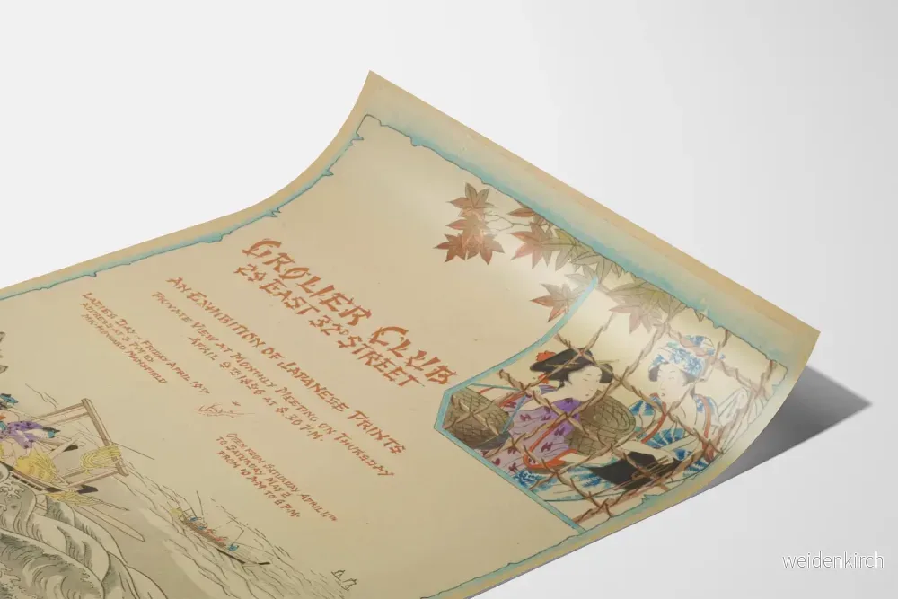 Vintageposter av japanska gravyrutställningar - Grolier Club - Bild 3