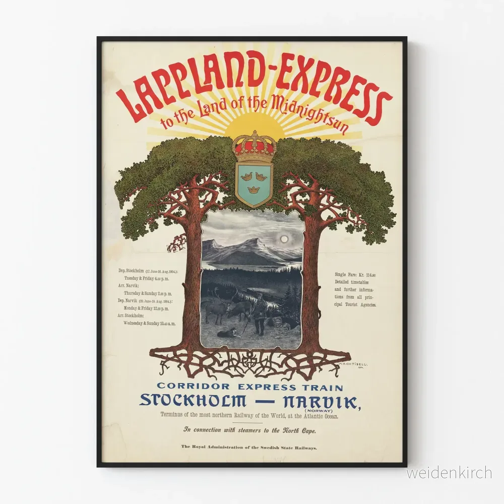 Vintageposter Lappland Express - Tågexpresen från Stockholm till Narvik