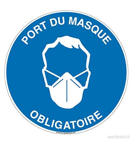 AUA SIGNALETIQUE Cirkulär obligatorisk mask bärpanel Ø 330 mm, vinylsjälvhäftande 3666180025393