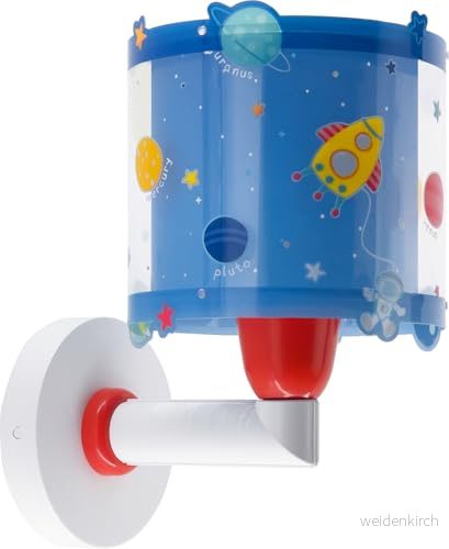 Dalber barnvägglampa, barnlampa vägglampa moln planeter solsystem 41349, barnrum lampa lampskärm, blå 8420406413495