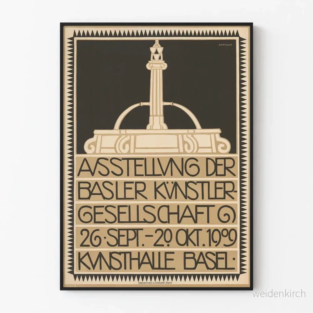 Vintageaffisch utställning Basler Künstlergesellschaft Kunsthalle Basel 1909