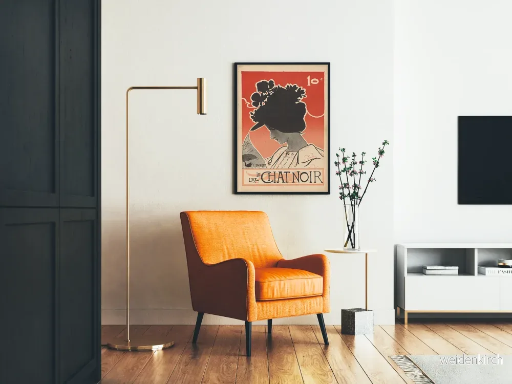 Vintageposter Le Chat Noir silhuett med kvinnlig figur och blomsterhatt - Bild 2