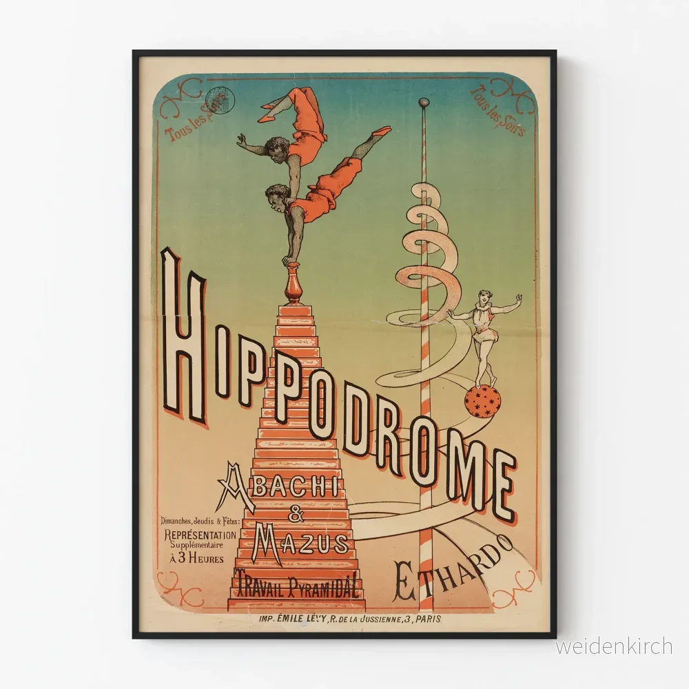 Vintageaffisch Hippodrome Arbete Pyramidal Mazus & Abachi