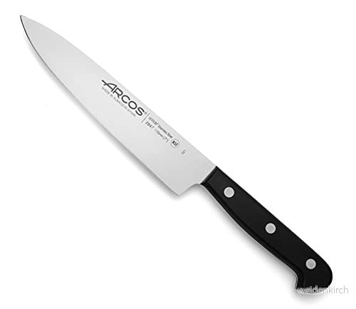 Arcos kockkniv 18 cm rostfritt stål, professionell matlagningskniv för skärning av olika livsmedel, ergonomiskt polyoxymetylenhandtag och 175 mm blad, universell serie, färg svart 8421002284748