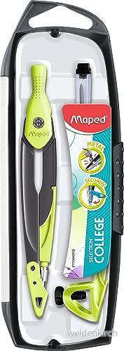 Maped Skolmaterial Metall öppen låda 3 delar Precision Skolkompass Inkluderar 1 Universal Klämma och Mine Case Ergonomiskt grepp 3154145369533