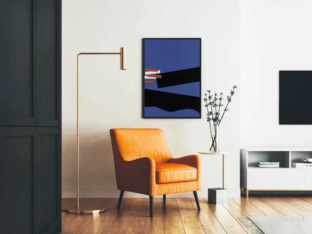 Abstrakt poster konstverk geometrisk blå och svart - Bild 2