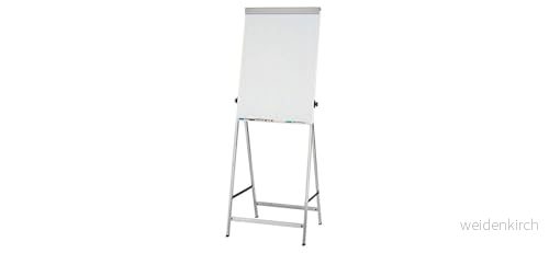 Maul Flipchart Mauloffice 70 x 100 cm, Lätt Aluminiumställ Med 4 Ben, Ställbar Höjd, Stor Förvaringshållare, Flipptabellblockhållare, Silver, 6374095, 1 St. 4002390024327
