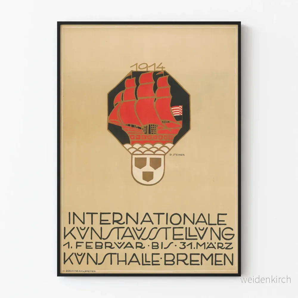 Vintageposter för den internationella konstutställningen 1914 Kunsthalle Bremen