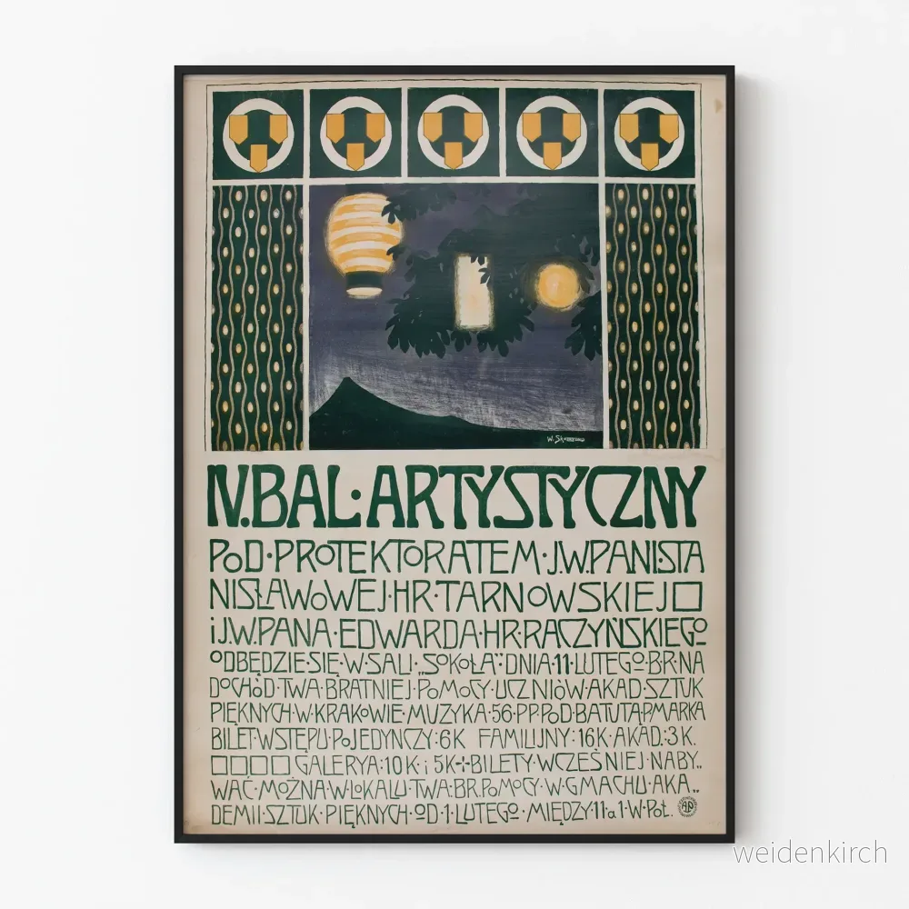 Vintageposter IV Bal Artystyczny - Konstnärlig Väggdekoration