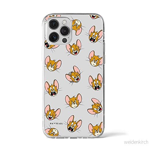 ERT GROUP mobiltelefonfodral för Apple Iphone 12 PRO MAX originalt och officiellt licensierat Tom and Jerry mönster 008 Vit optimalt anpassad till formen på mobiltelefonen, gedeeltelijk transparant 5904805264115
