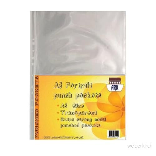 30 x A3 porträtt glas klar plast 90 mikron starka stansade fickor av ARK 5060352831160