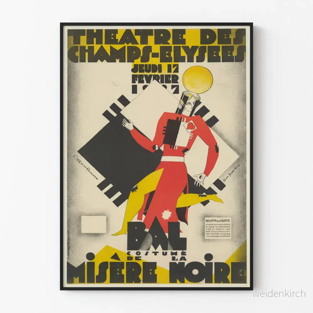 Vintageaffisch Bal Costumé de la Misère Noire 1927 - Väggdekoration teater