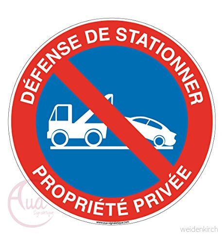 AUA SIGNALETIQUE privat egendom parkeringspanel med gaffel Ø 330 mm, PVC 1,5 mm 3666180034890