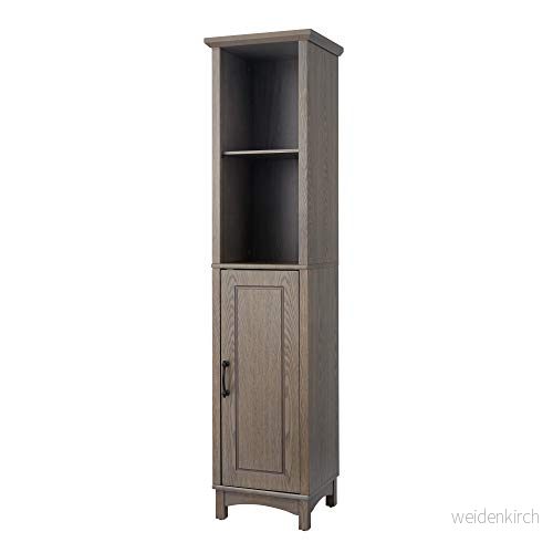 Elegant Home Fashions Russell trä badrum linne torn förvaringsskåp 33 cm x 38 63 tum med öppna hyllor och dörrsalt ek EHF F0012, en storlek 810014817422