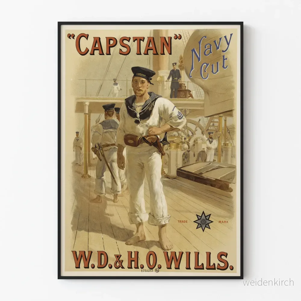 Vintageposter Capstan Navy Cut W.D. & H.O. Wills – Marint väggdekoration