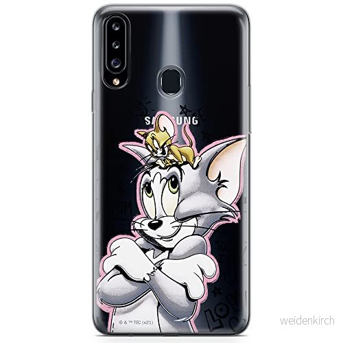 ERT GROUP mobiltelefonfodral för Samsung A20S originalt och officiellt licensierat Tom and Jerry mönster 004 optimalt anpassad till formen på mobiltelefonen, gedeeltelijk transparant 5904805246838