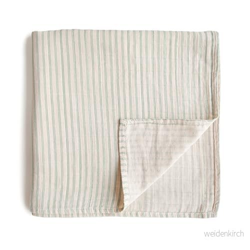 Mushie Linda Swaddle filt Baby & Småbarn Material: 100% ekologisk bomull Förtvättad för mjukhet Andas och håll bebisen varm gosig (Sage Stripe) 810052461359