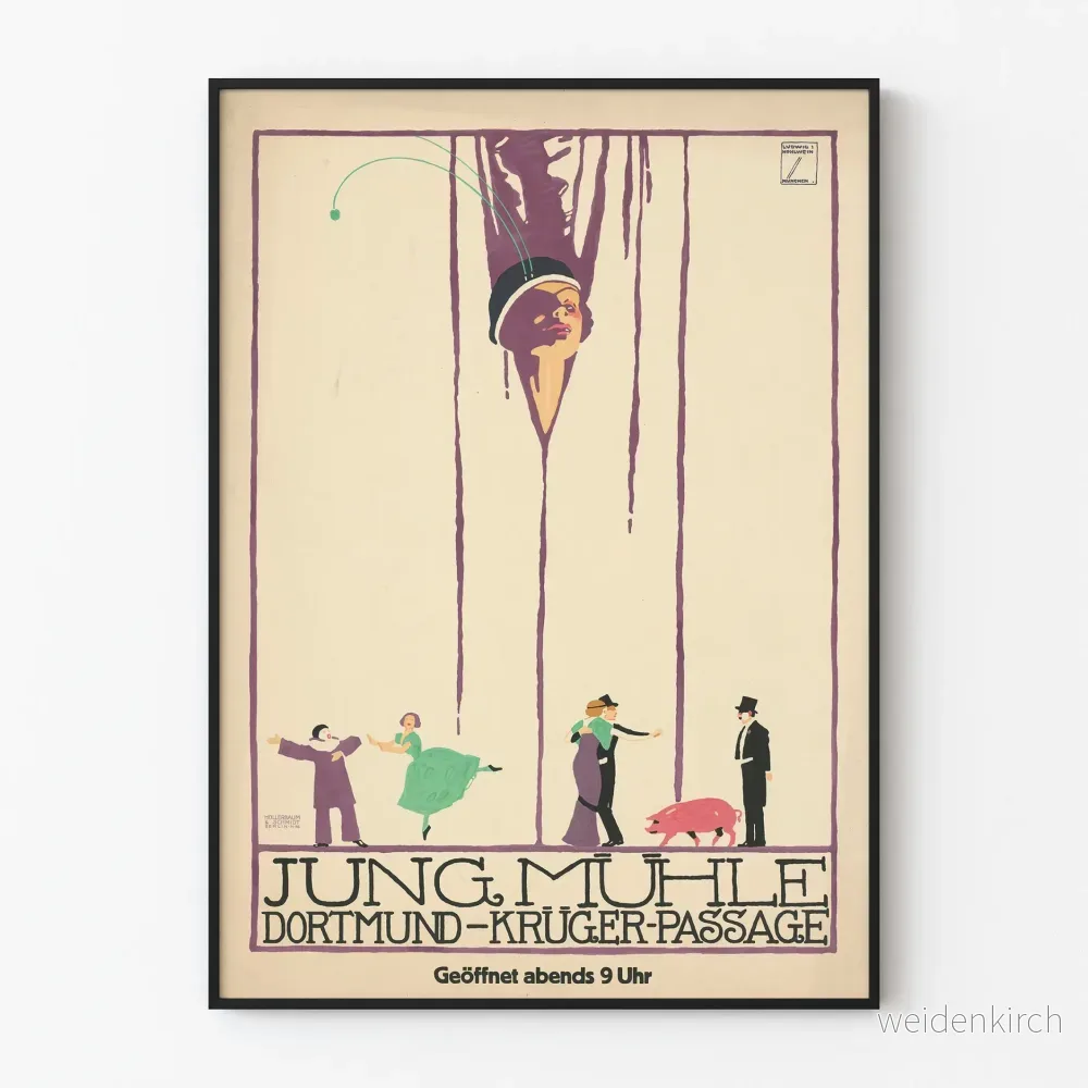Jungmühle Dortmund Krüger Passage Poster - Vintage väggdekoration i art déco-stil