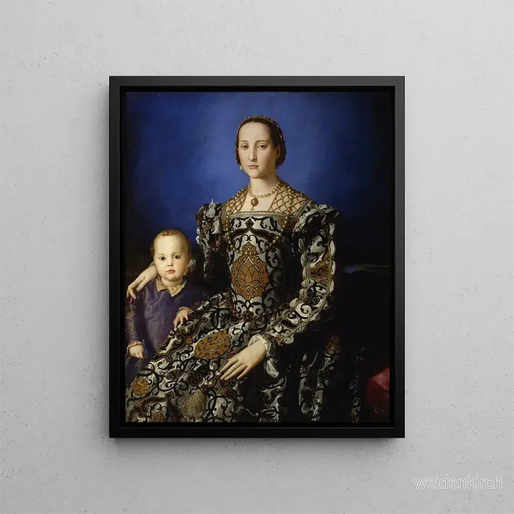 Målning Porträtt av Aliénor av Toledo med sin son Giovanni de Médicis - Agnolo Bronzino | Konsttryck