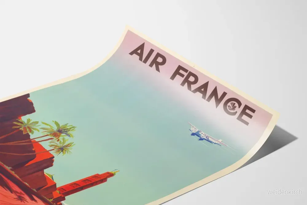 Vintage Air France-poster - Res till Nordafrika med flygplan - Bild 3
