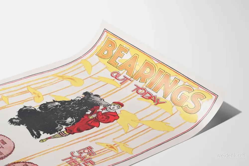 Vintageposter "Bearings Out Today" med illustration av en björn och cyklist - Bild 3