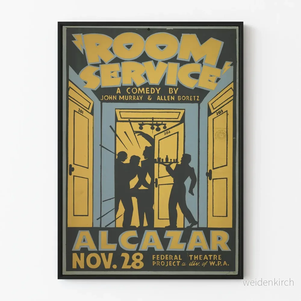 Vintageposter Room Service - Väggdekoration teater komedi