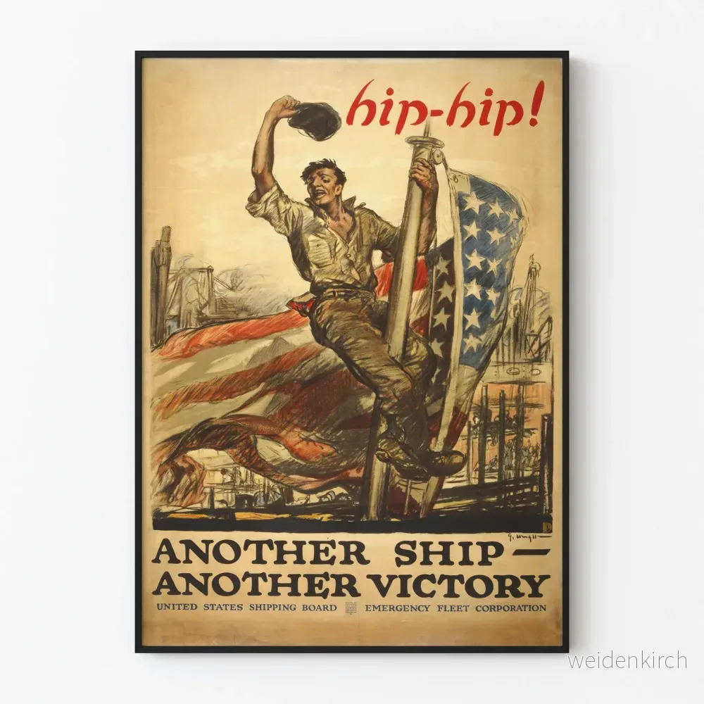 Vintage patriotisk amerikansk poster 'Another Ship Another Victory'