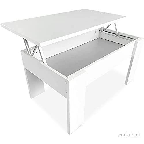 Duérmete Online Upphöjt soffbord, vardagsrum eller matsalsbord, trä, vit finish, mått 90 cm (bredd) x 50 (höjd) 4657 (H) 8445355070223