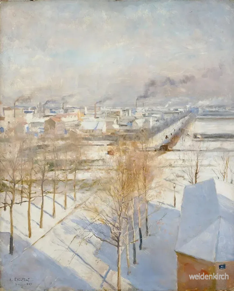 Målning Paris under snön - Albert Edelfelt | Konsttryck - Bild 2
