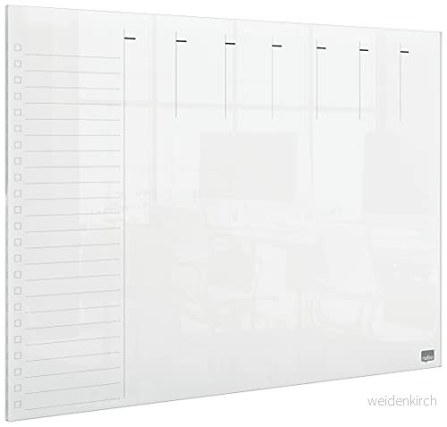 Nobo Transparent Whiteboardtavla Mini med Veckoplanerare, A4, För Skrivbordet eller Väggmontering, Avtorkningsbar, Ramlös, 210 x 297 mm, Inkluderar Whiteboardpenna och Väggmonteringskit, Klar, 1915614 5028252621052
