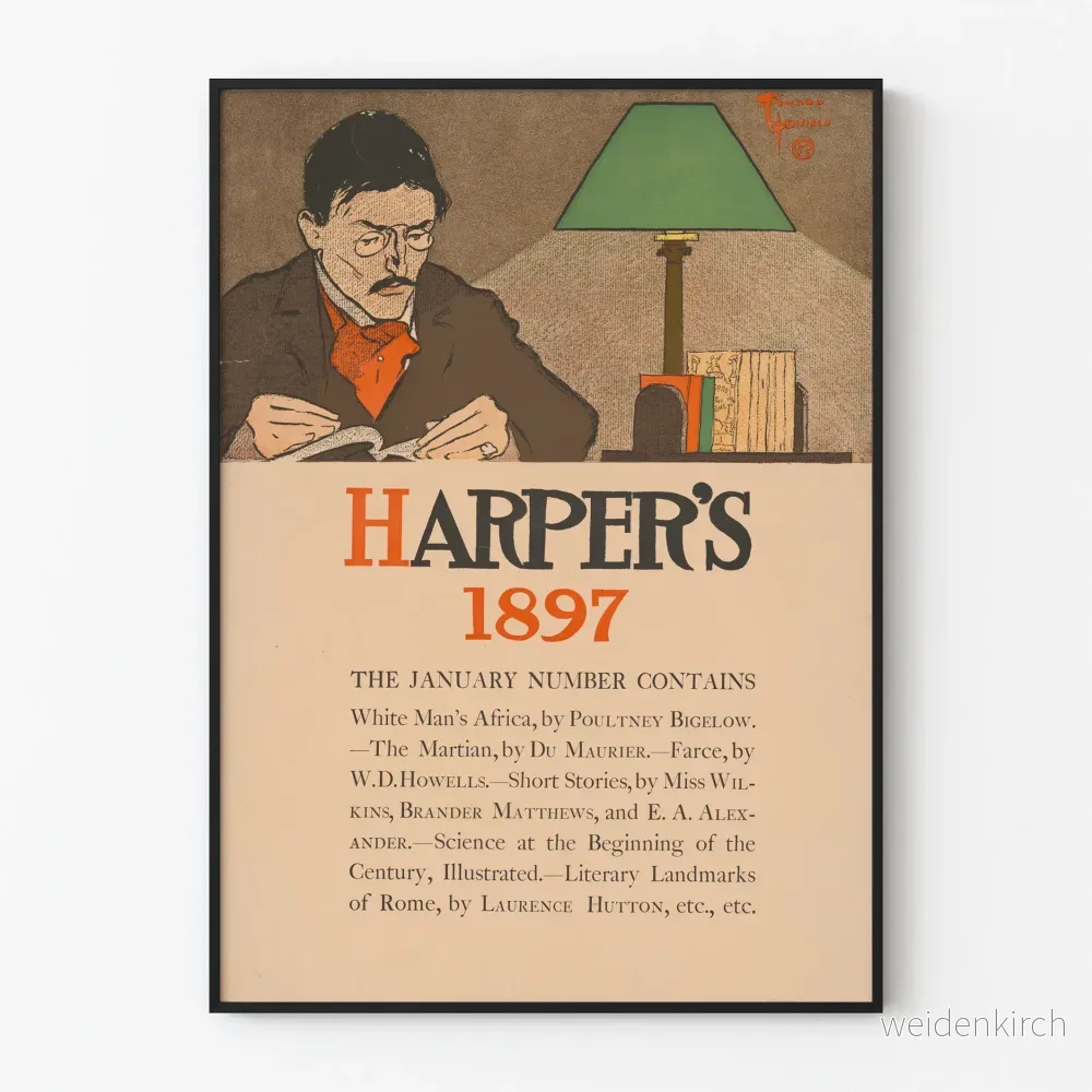 Vintageposter från Harper's 1897 för väggdekoration