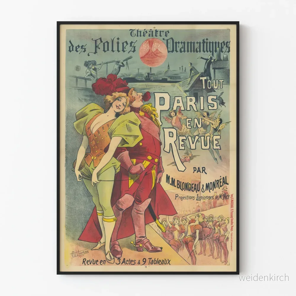 Affisch Teater Folies Dramatiques – Hela Paris i Revyn Affisch Teater Folies Dramatiques – Hela Paris i Revyn