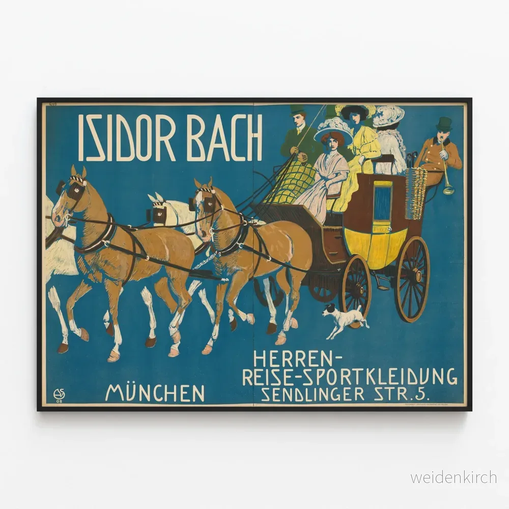 Vintageaffisch Isidor Bach – Manlig mode, resor och sport Vintageaffisch Isidor Bach – Manlig mode, resor och sport
