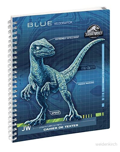 Exacompta 9991072E Jurassic textanteckningsbok laminerat omslag med metallspiral och avtagbar veckoflik 17 x 22 cm Visual Blue 3660942079952