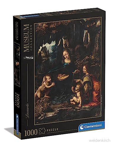 Clementoni 39767 Museumskollektion Leonardo, "The Jungfru of the Rocks" pussel 1 000 bitar, för vuxna tillverkat i Italien 8005125397679