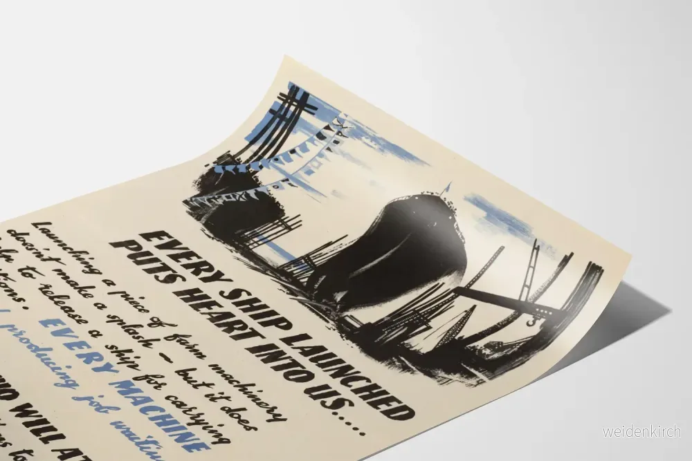 Vintage dekorativ poster med fartyg och ammunition - Bild 3