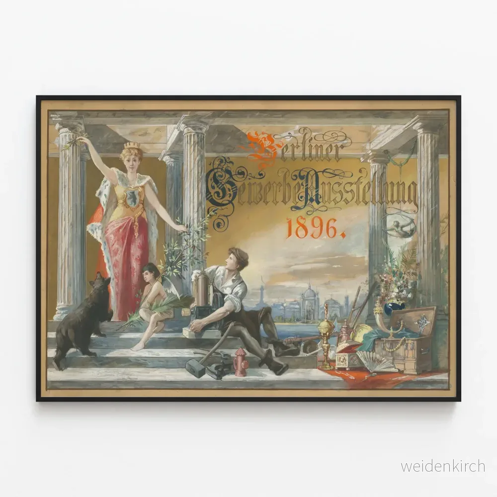 Vintageposter Berliner Gewerbe Ausstellung 1896 väggdekoration