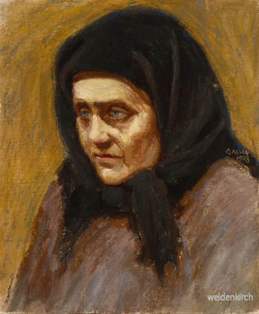 Målning La Femme au foulard noir - Akseli Gallen-Kallela | Konsttryck - Bild 2