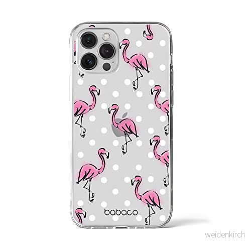 ERT GROUP mobiltelefonfodral för Apple Iphone 12 PRO MAX originalt och officiellt licensierat Babaco mönster Flamingo 003 Vit optimalt anpassad till formen på mobiltelefonen, gedeeltelijk transparant 5904805408441